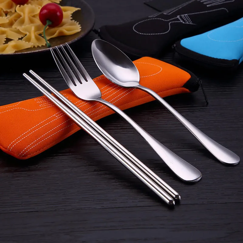 Travel Utensils with Case 4 Sets Reusable Utensils Set with Case Portable  Cutlery Set Knives Fork and Spoon Set for Lunch Box Accessories Camping  Utensil Set Flatware Sets for Outdoor
