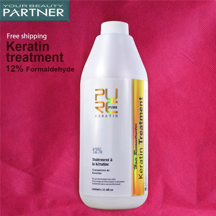 PURC Braziliaanse Keratine Haarbehandeling 1000 ml Formaline 12% Diepe Reparaties Beschadigd Krullend Haar Rechttrekken Haren Salon