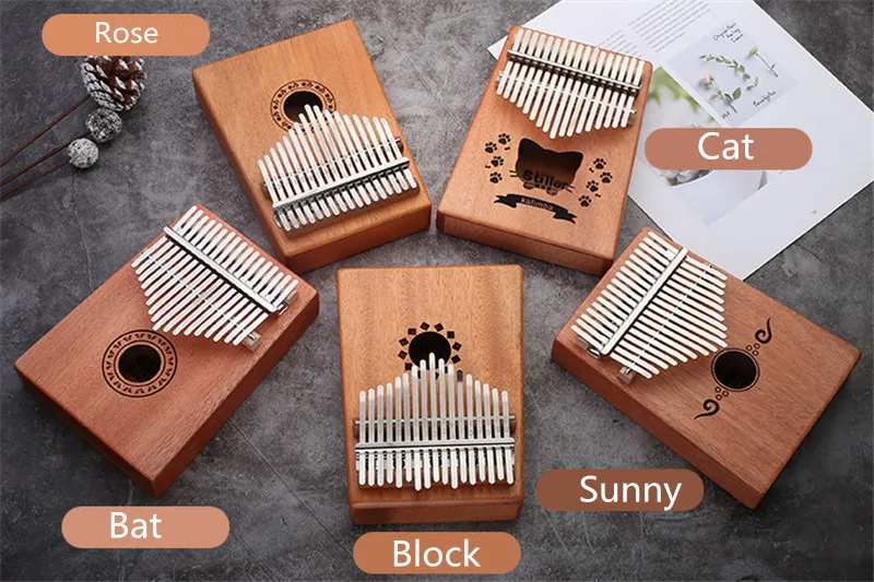 K001 17 Metalen sleutels Kalimba Mahonie Body Thumb Piano Play met Guitar Muziekinstrument Accessoires