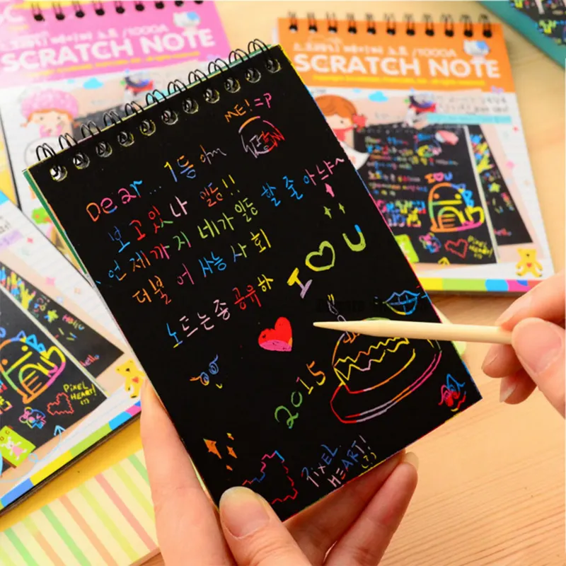 Rainbow Scratch Paper Notebook Magic Color DIY Drawing Board For Kids,  Coloring Book Pages, Painting And Doodling Toys From Fine333, $0.91