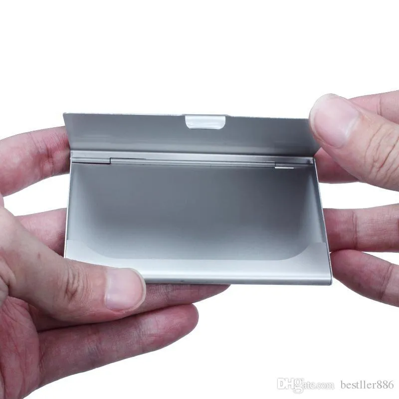 Business Name Credit ID Card Case Holder Aluminium Visitkort Hållare Kortfiler Aluminium Silver Färg Alff