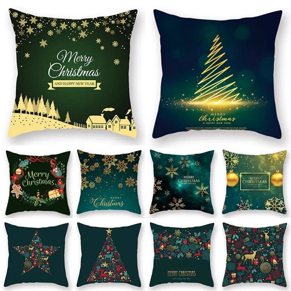 Taoup Green Christmas Pillowcase Merry Juldekoration för hem Xmas Ornaments Noel Pillow-Case Natal 2018 Navidad Nyår