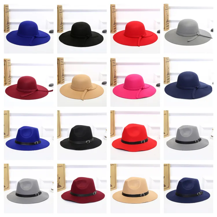 Ladies big brim buckle wide brim hat autumn and winter season trend large brim sunshade hat ladies outdoor leisure travel hat T3C5022