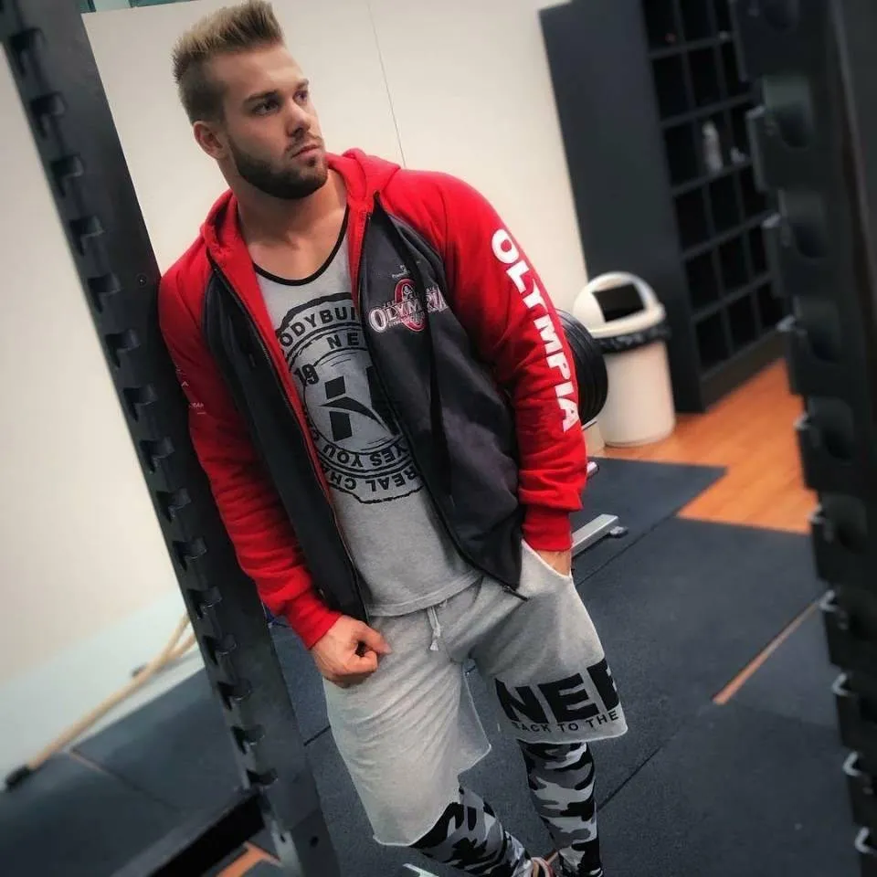 OLYMPIA Mens Gym Biker Hoodie With Zipper Closure