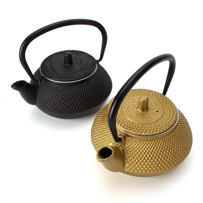 Gold Black Cast Iron Tea Pot Teapot Japanese Style Kettle With Strainer 300ML