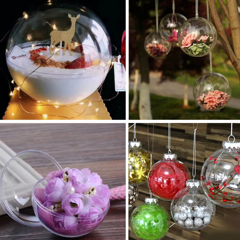 5Pcs Christmas Tree Hanging Decorations Ball Clear Plastic Round
