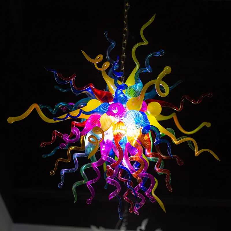 Mode hänge lampor färgglada blomma ljuskronor lyser AC LED hänglampor hus elegant stil hem belysning blåst glas tak ljuskrona lampa