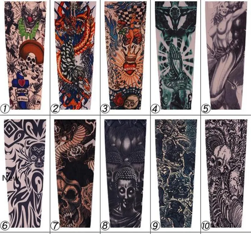 Tattoo Sleeve Outdoor Cycling Body Arm Sleeve Anti-UV Sunscreen Fishing Driving Tattoo Arm Stockings Seamless Elastic Sleeve 2000pcs IIA86