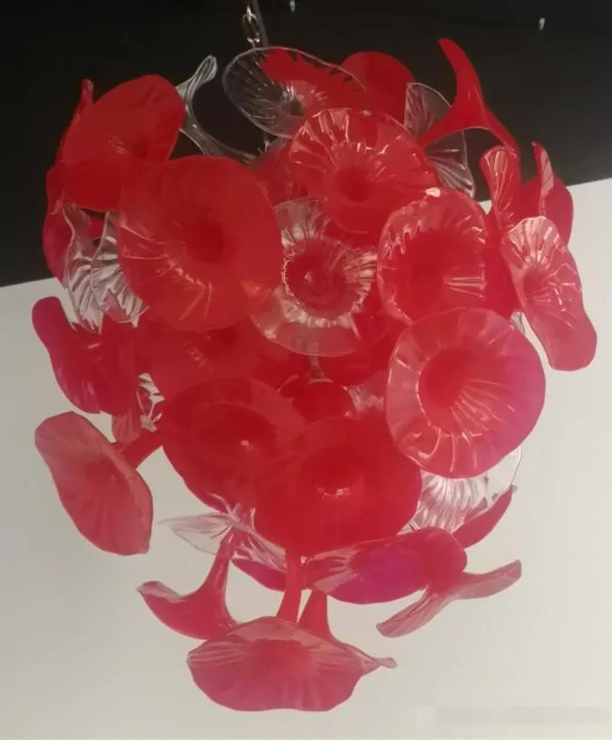 Lâmpadas flor decorativa pingente de iluminação vermelho máscara de casamento candelabro mão lustre de vidro soprado para decoração de Natal