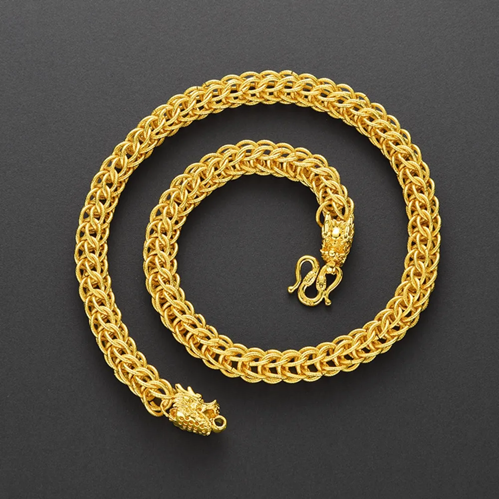Catena spessa Hip Hop Collana da uomo in oro giallo 18 carati con catena pesante Collana da uomo pesante 60 cm di lunghezza265J