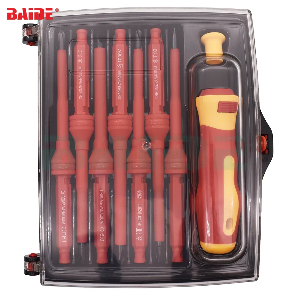 8 IN 1 Set di cacciaviti isolati VDE CRV High Magnetic Phillips Cacciavite Torx con intaglio Set di utensili manuali multiuso