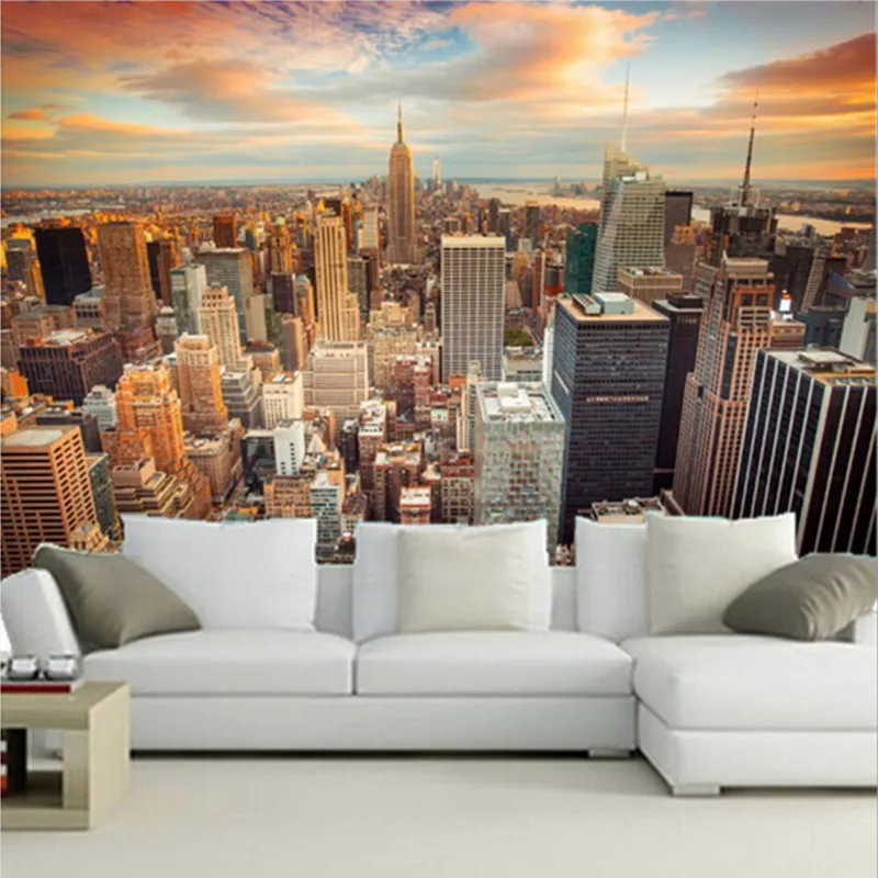 Dropship Custom 3D Wallpaper Murals USA Skyscrapers New York City Building Wall Painting Bedroom