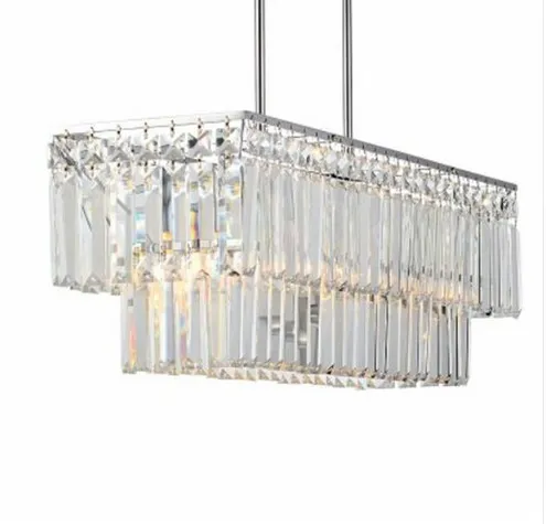 Luxury K9 rectangular crystal chandelier LED glow pendant lamp bedroom living room E14 Chandeliers luminaire paragraph room LLFA