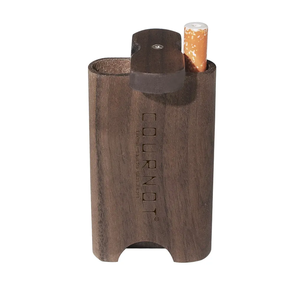 Cournot Hoge Kwaliteit Natuurlijke Houten Dugout met keramische One Hitter Bat Pipe 46 * 78mm Houten Dugout Box Rookleidingen Accessoires