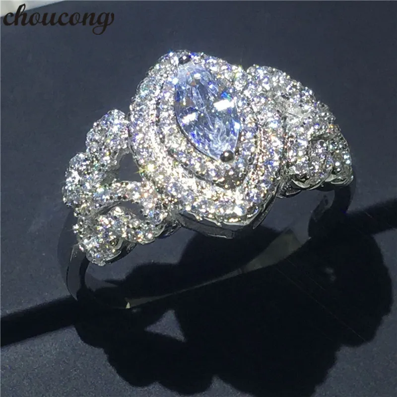 Choucong anillo de mariposa de moda 5A Zircon Cz Plata de Ley 925 anillos de compromiso para boda para mujeres y hombres joyería de fiesta