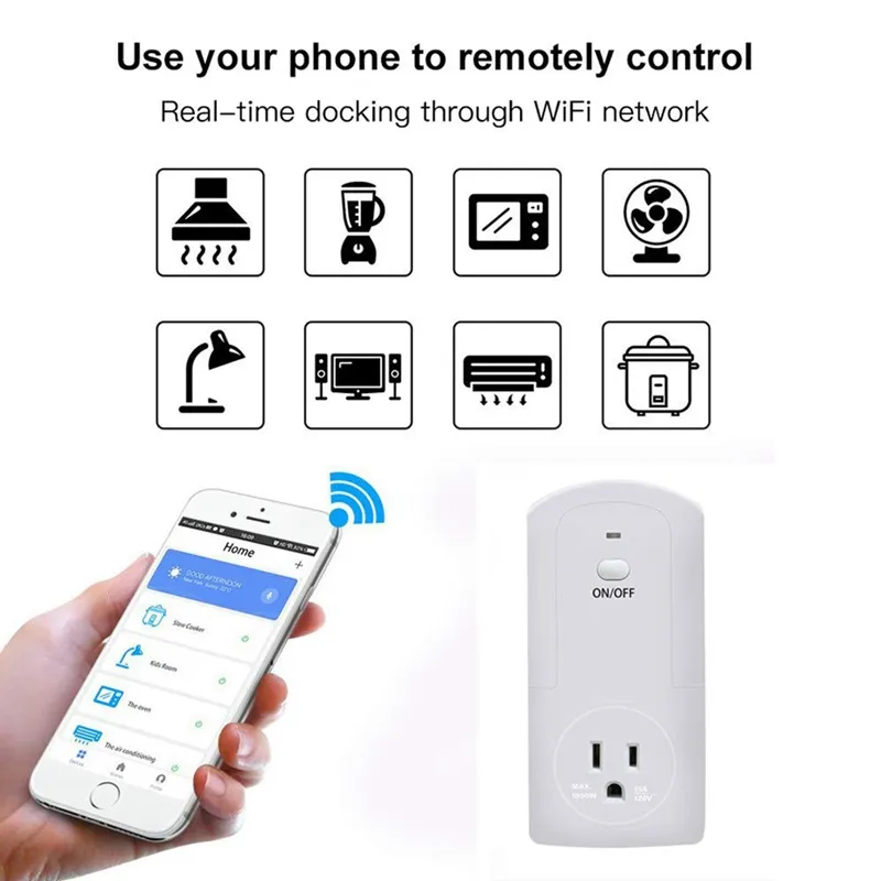 Freeshipping Smart Plug Socket Outlet No Hub Required Overload Protection Fire Retardant Material Wi-Fi Remote Control Timing Swit