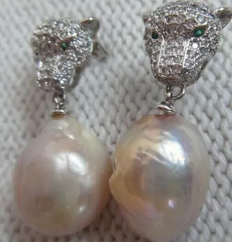Par 11x13 MM enorme oro rosa KASUMI FW barroco NUCLEAR pendiente de la perla de plata 925