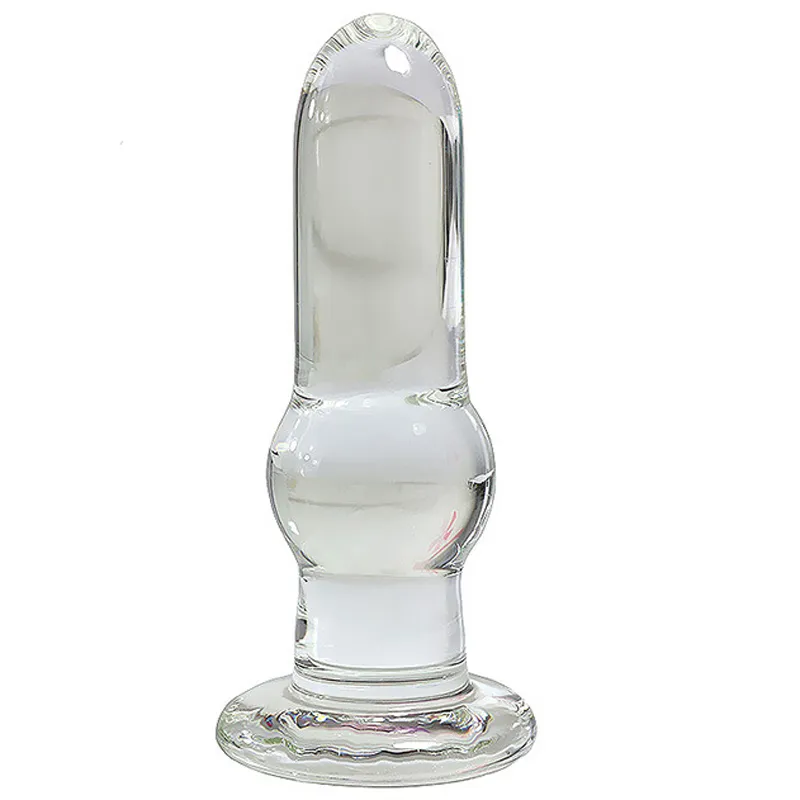Transparent glas analplugg 13 * 4cm Anal dilator Dildo G Spot Stimulator Butt Pluggar Glas Dildos för Kvinnor Buttplug Sexleksaker Y19062802