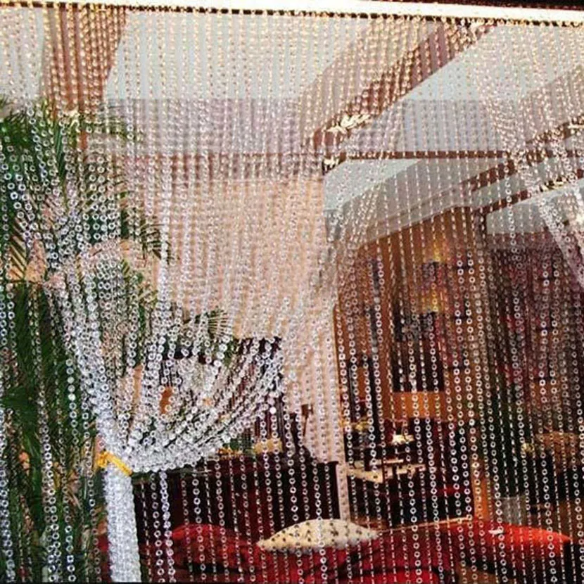 Umweltfreundliche 30 m Hochzeitsdekoration, achteckiger Vorhang aus Acrylkristallperlen, schillernde Girlandenstränge, schimmernde Vorhänge, Partydekoration