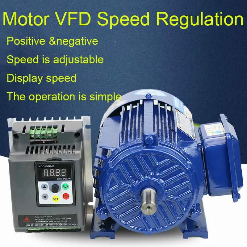 2.2KW Monofase 220VAC Convertitore di frequenza VFD Motore di regolazione della velocità Motore a bassa velocità Mandrino motore a velocità infinitamente variabile