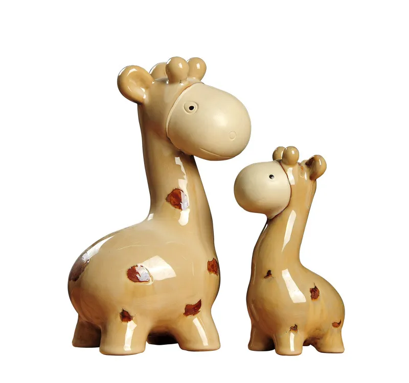 Mor och barn hjortar keramiska hantverk kreativa ornament Anpassa glaserade djur hem kontor skrivbord porslin dekor handgjorda gåvor