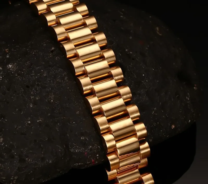 Men's Chunky Link Chain Bracelet - 316 Stainless Steel Gold Color Heavy Bangle Jewelry Gift