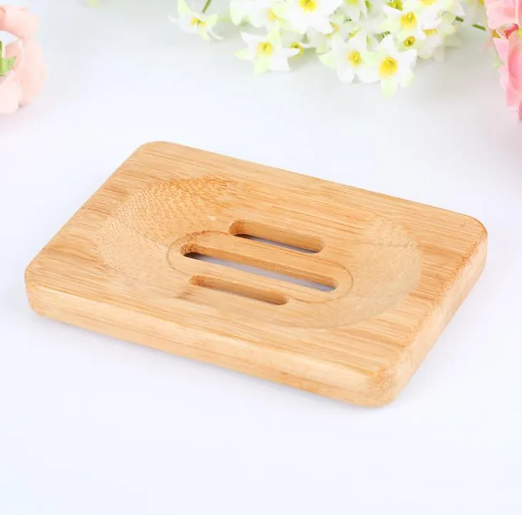 100PCS Natürliche Bambus Holz Seifenschale Holz Seifenschale Halter Lagerung Seife Rack Platte Box Container für Bad Dusche badezimmer SN564