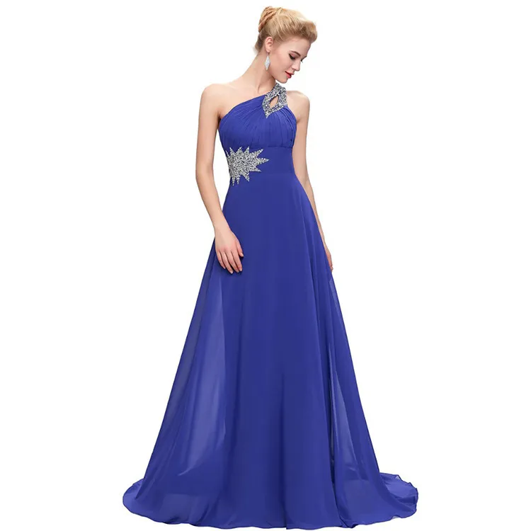 royal blue one shoulder bridesmaid dress Azazie Charlize