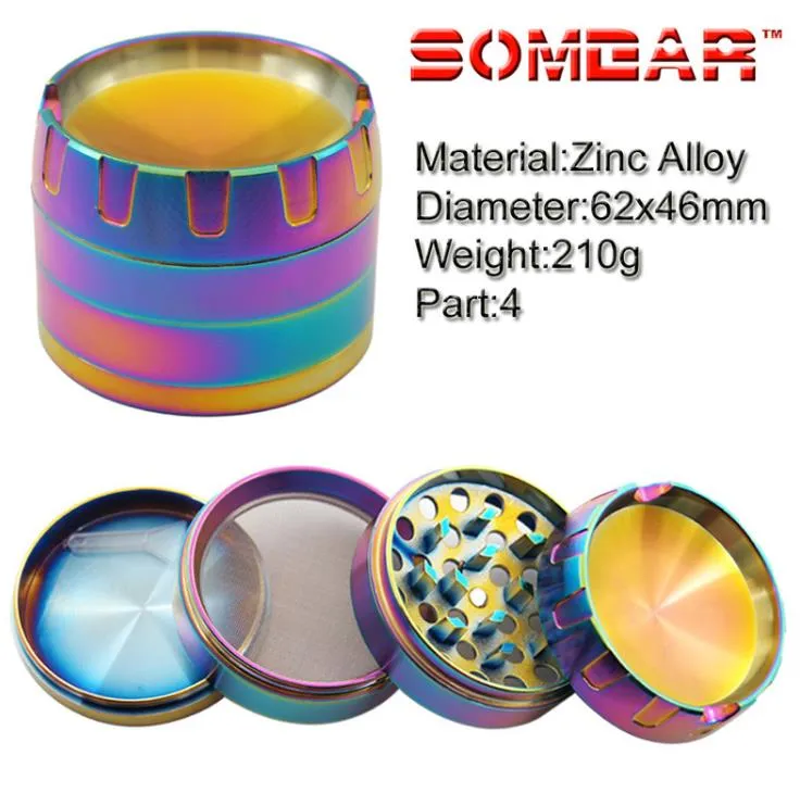 2024 63mm4 Layer Smoke Grinder with Metal Brilliant Red Zinc Alloy