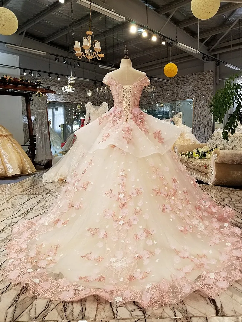 Floral pink wedding dress shop
