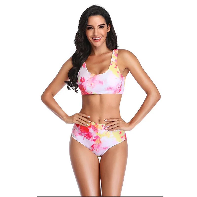 Push Up Swimwear Women Tie Dye Bikini Set Bathing Suit Beachwear Two Pieces Swimming Swimwear Sexy Bandage Swimsuit Bikini