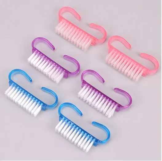 Plastic Handle Grip Nail 3 Color Nail Toe Cleaner Brush Fingernail Scrubbing Cleaning Brushes,Pedicure