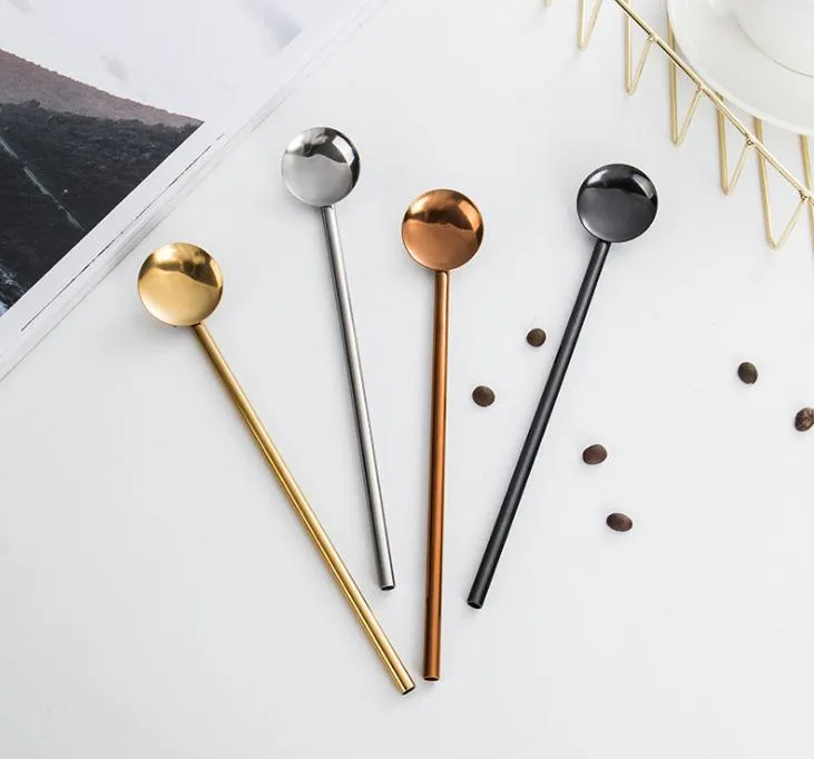 Stainless Steel Drinking Straw Spoon Cocktail Milk Coffee Juice Water