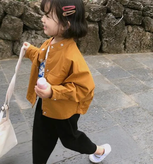 2020 The new style fashion children The jacket The girl Pure color clothes loose style coat