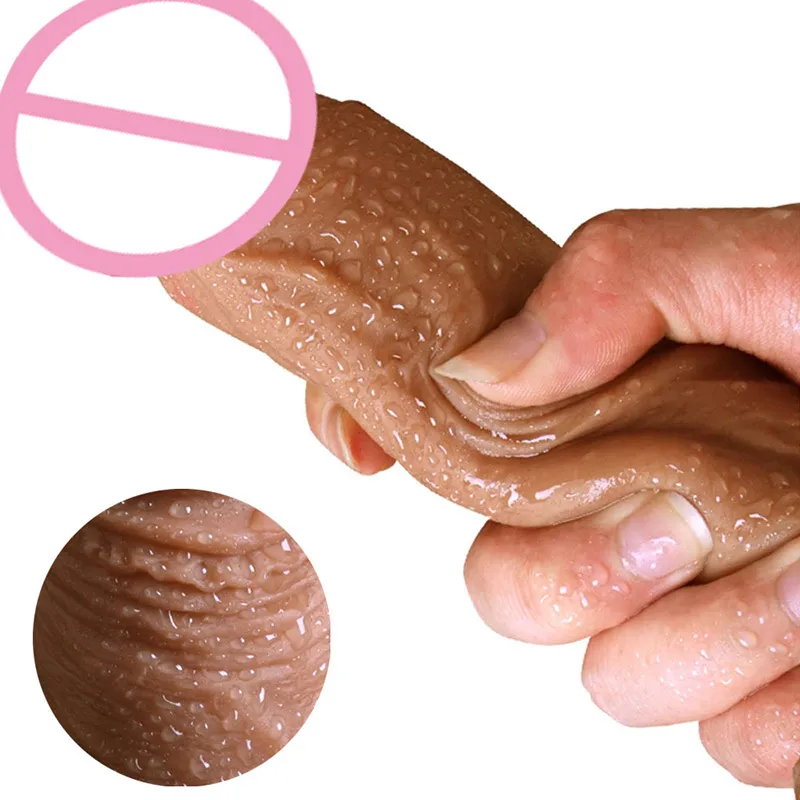 7" Soft Silicone Realistic Large Thick Dildo Butt Plug, Wearable