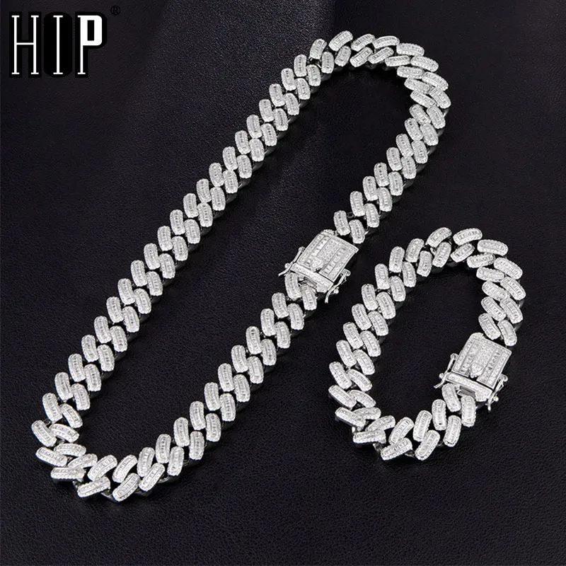 Hip Hop 15MM Bling Iced Out AAA CZ Quadratischen Zirkonia Cuban Link Kette Halskette Für männer Kupfer Halsketten für Männer Schmuck