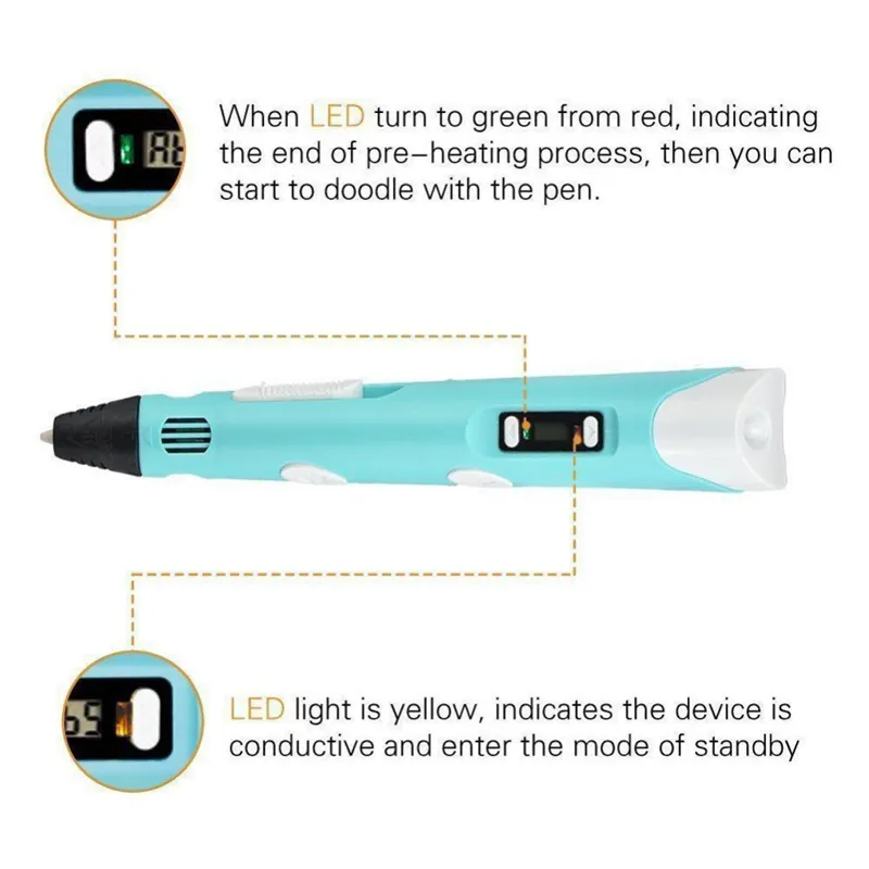 Bolígrafo 3D para niños, Pluma de impresión de dibujo con pantalla LCD,  Compatible con filamento PLA, juguetes para niños, regalo de Navidad y