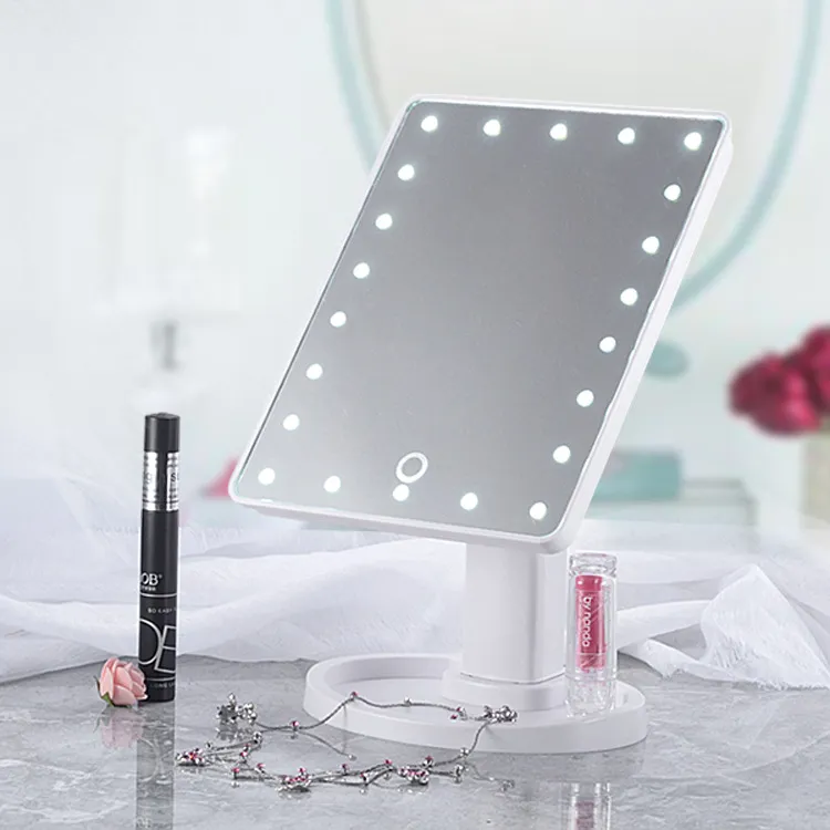 16 lumières LED miroir de maquillage écran tactile miroirs de maquillage 180 degrés rotation USB charge miroir cosmétique miroirs pliants portables GGA3133-1