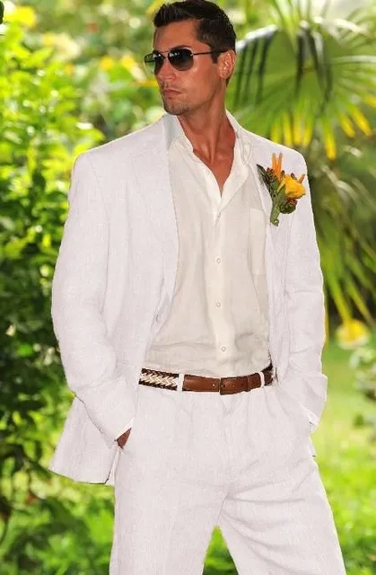 Traje blanco hombre playa deals