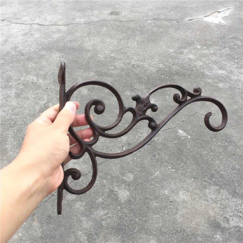 4 Pieces Decorative Wall Hook Wrought Iron Bracket Garden Decorations for Hanging Plants Lantern Birdcage Flower Pots Metal Hanger233G