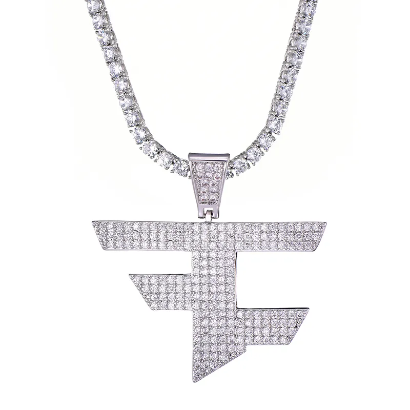 Collier pendentif designer hommes femmes hip hop or argent couleur argent glacé hors de bijoux de zircon cube