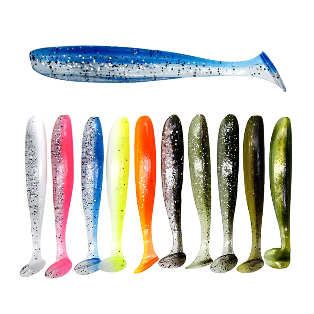 10 adet/torba Balıkçılık Lures T Kuyruk Yumuşak Lures Silikon Yem 6.3 cm 1.6g Sazan Bas pike Jig Deniz yemleri Balıkçılık Swimbait Wobbler Pesca Mücadele