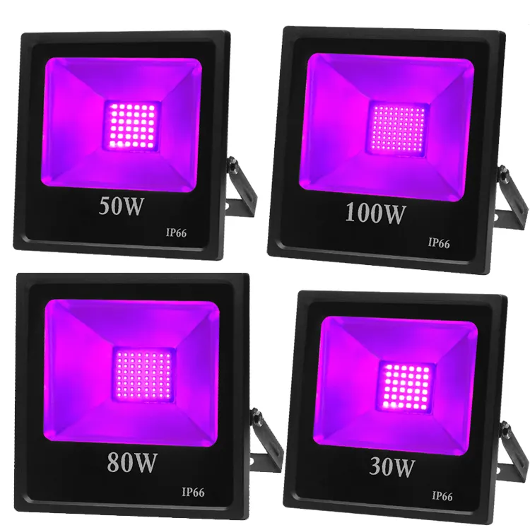 365 nm UV-LED-Flutlicht, schwarz, SMD, leistungsstarkes, ultraviolettes Flutlicht, IP65-wasserdicht (85 V–265 V AC) für Schwarzlicht-Partyzubehör