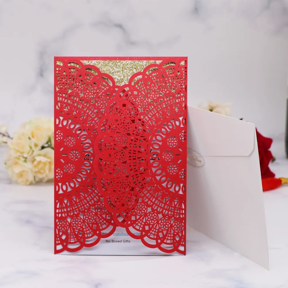 Laser Cut Wedding Invitation Cards & Envelope Red Elegant Greeting Card  Customize Business With RSVP Cards Decor Party Supplies From Jiningaide888,  $1.78 | DHgate.Com