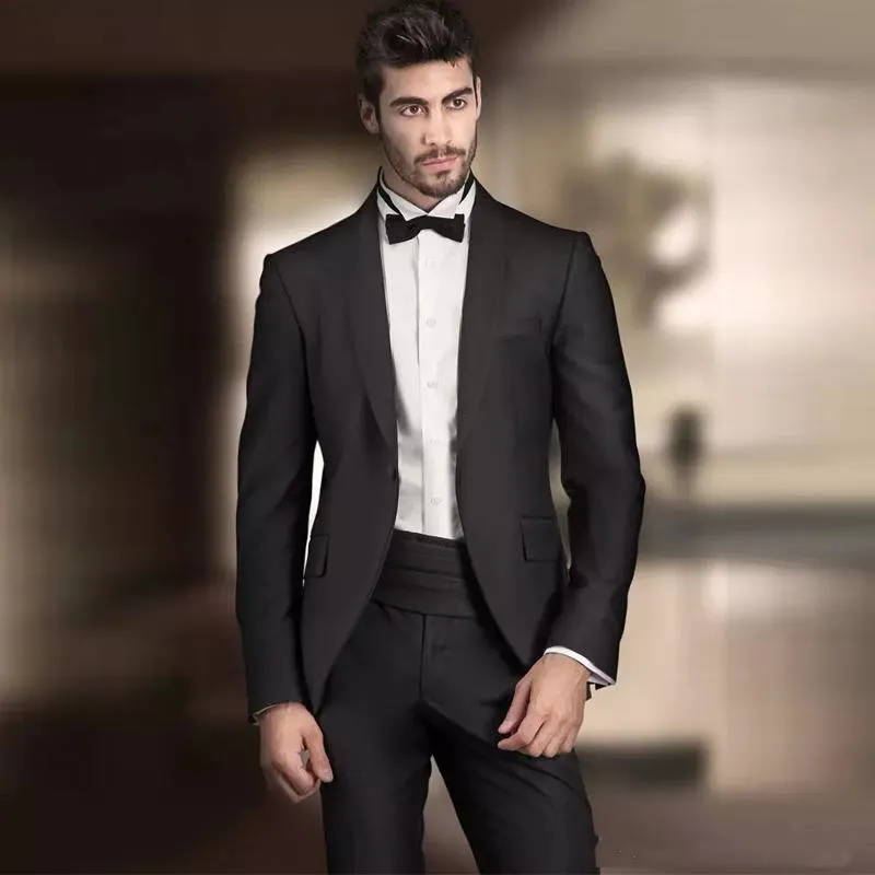 Novos homens negros ternos noivo do casamento smoking bridegroom ternos 2 pe as jaqueta cal a slim fit grooms wear blazer 396