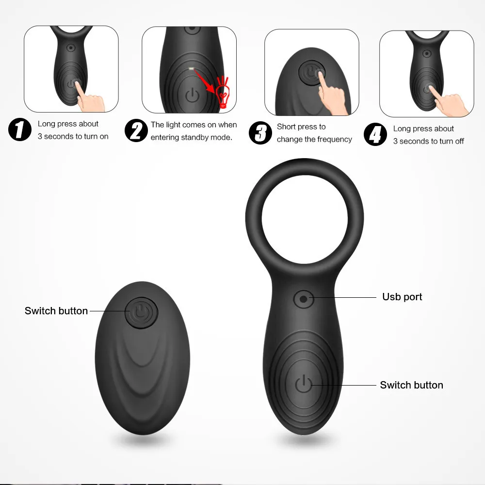 Rechargeable Cock Vibrator Ring Penis Vibrating Rings Male Longer Lasting Sex Vibrator Sex Toys For Couple Men Delay Ejaculation (11)