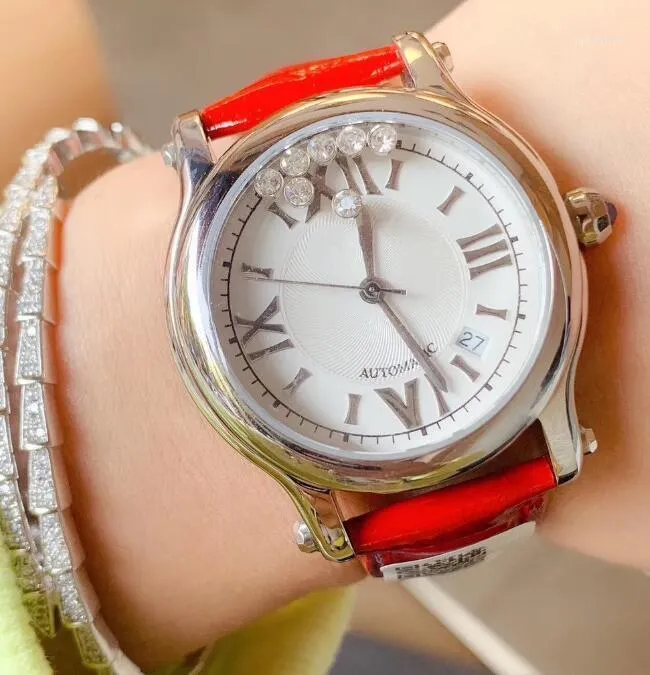 Wristwatches Dames Horloges Quartz Mening 36mm 316L horlogekast Lederen band Waterdichte Party Huwelijkshorloges1
