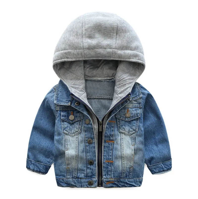 Bébé Garçon Vêtements Enfants Garçons Denim Veste Toddler Jeans Manteaux Enfants À Capuche Survêtement Automne Hiver Bébé Vêtements Vintage Bleu DW4468