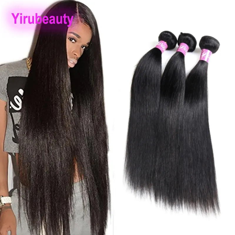 Brazilian Virgin Human Hair 3 buntar 30-40 tum långa tum raka hårförlängningar Dubbla inslag 95-100 g/styck buntar