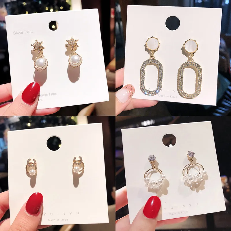 Boucles d'oreilles en perles et diamants, nouvelle mode, vente en gros